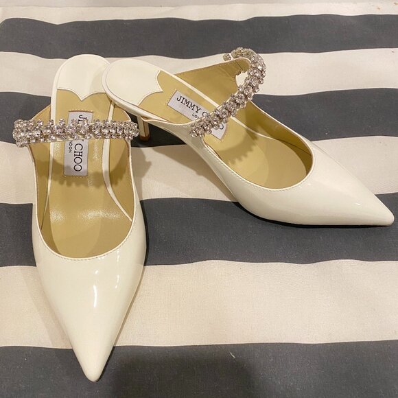 JIMMY CHOO BING 65 Patent Leather Mules with Crystal Strap - Picture 2 of 6